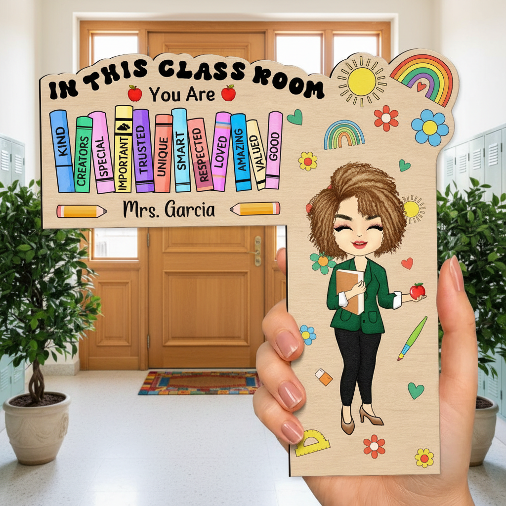 In This Classroom You Are Kind Creators Special Teacher Gift - Personalized Door Corner Wood Sign Y9RU5