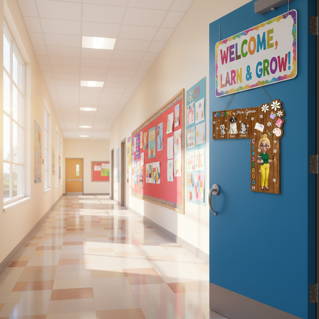 Welcome To My Class Cat Dog Mom Teacher - Personalized Door Corner Wood Sign ZTEH5