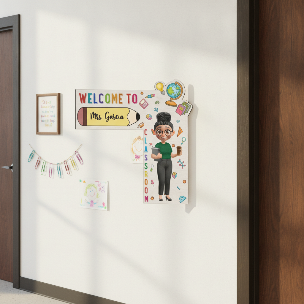 Teacher Welcome To My Class Back To School - Personalized Door Corner Wood Sign BIZGM