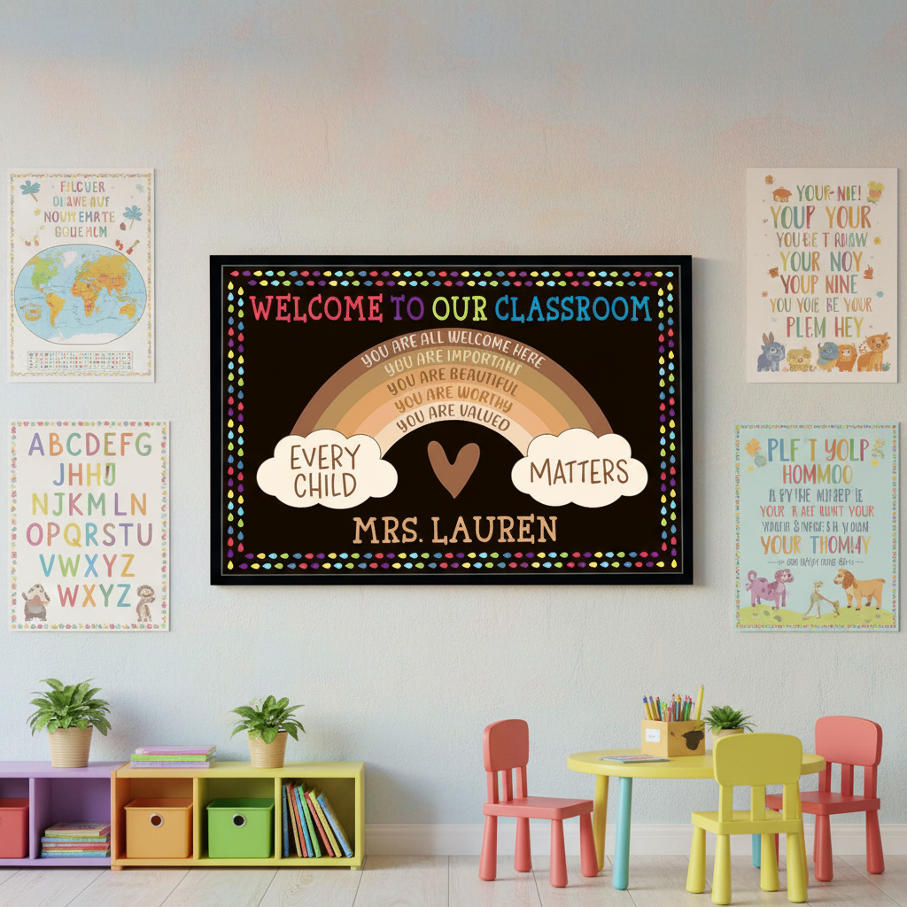 Personalized Teacher You Are All Welcome Here Custom Poster, Teacher Gifts, Classroom Decor 65UET