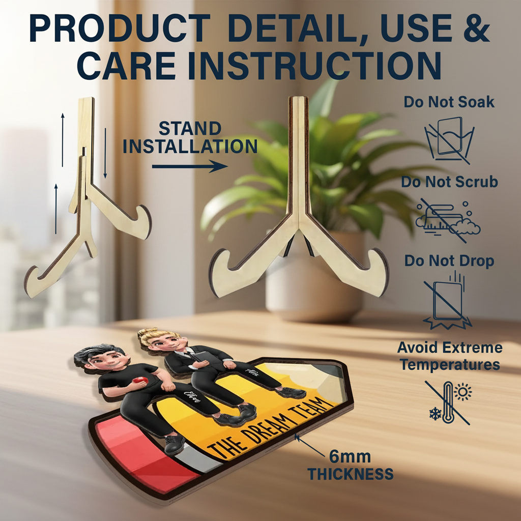 Teacher Dream Team - Personalized 2-Layered Wooden Plaque With Stand 6CK66