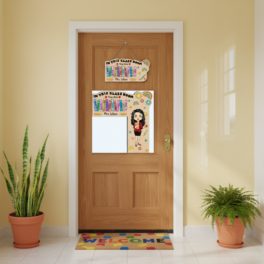 In This Classroom You Are Kind Creators Special Teacher Gift - Personalized Door Corner Wood Sign Y9RU5