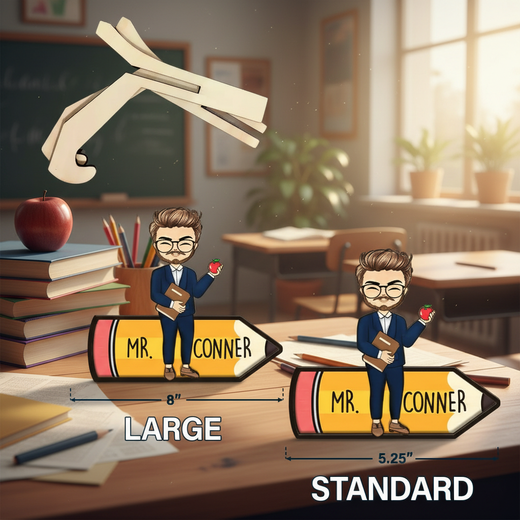 Teacher Pencil - Personalized 2-Layered Wooden Plaque With Stand K41SR