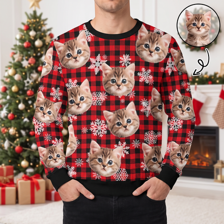 Funny Cat Face Ugly Christmas Sweater Gift 8QJ7W