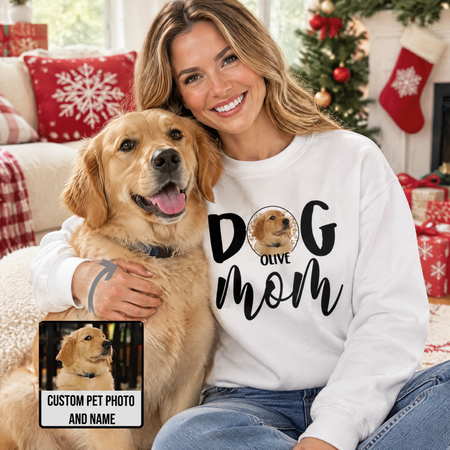 Custom Pet Face Dog Mom Sweatshirt 890815 ANEDZ