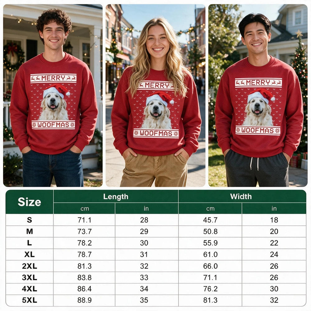 Custom Photo Upload Merry Woofmas Sweatshirt with Reindeer & Snowflakes YJ52U
