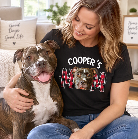 Custom Photo Upload T-Shirt with Buffalo Plaid Dad Design 0KR1T