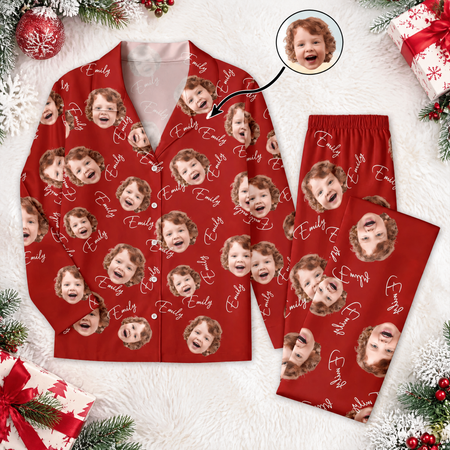Custom Face Name Family Matching Pajamas — Couple Gift UH82V