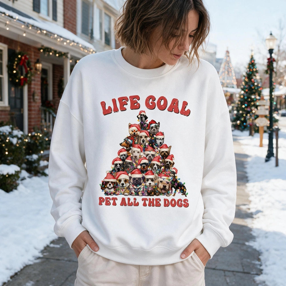 Custom Photo Sweatshirt Life Goal Pet All The Dogs Christmas 0NJBG