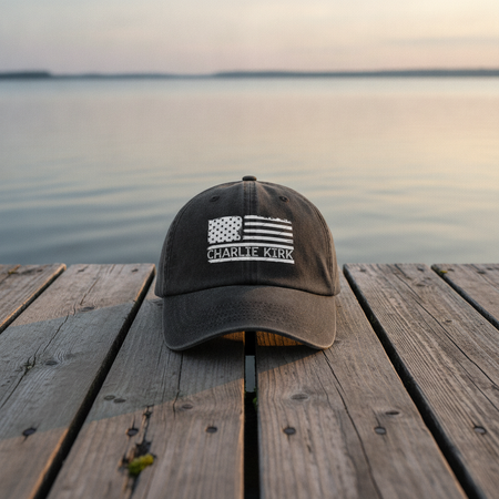 Charlie Kirk Memorial Washed Denim Baseball Cap Ha75 QU87F