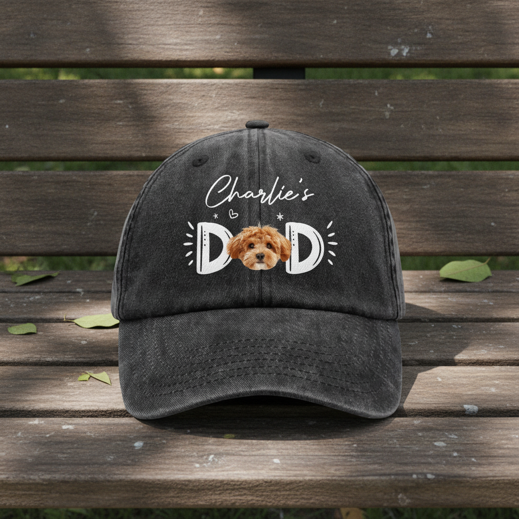Custom Photo Dog Cat - Dog Mom Cat Mom Washed Denim Baseball Cap Ha75 R2MAH
