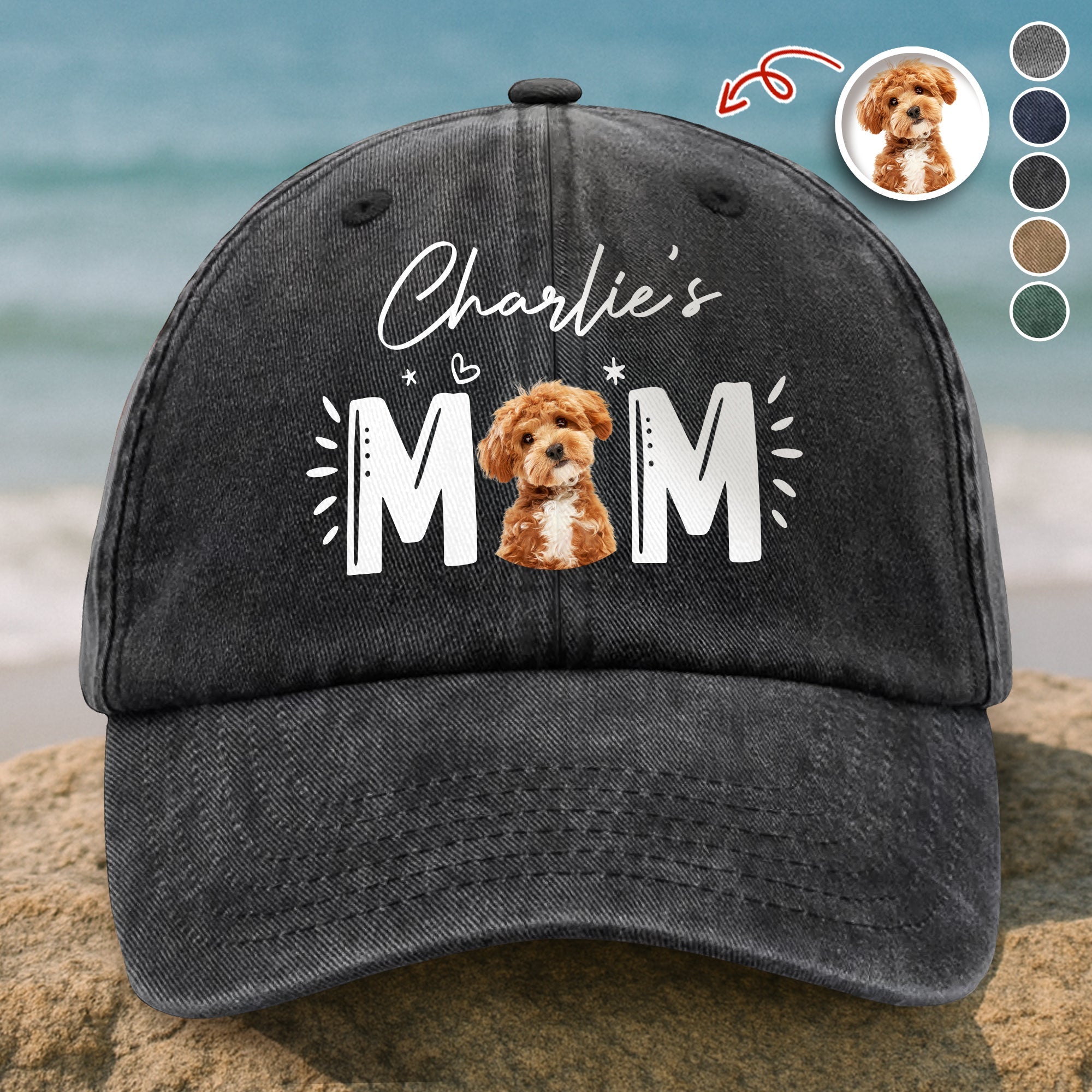 Custom Photo Dog Cat - Dog Mom Cat Mom Washed Denim Baseball Cap Ha75 R2MAH