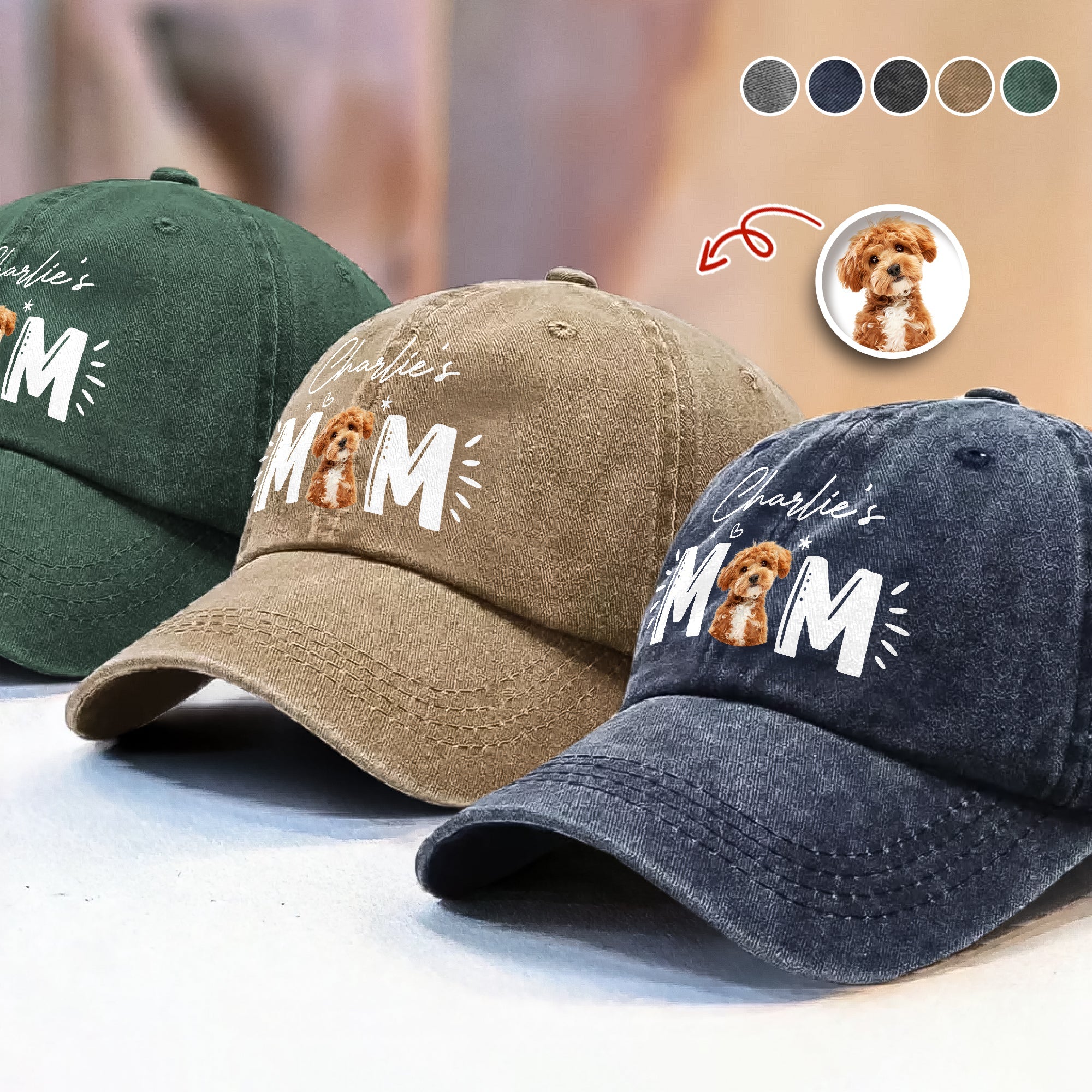 Custom Photo Dog Cat - Dog Mom Cat Mom Washed Denim Baseball Cap Ha75 R2MAH