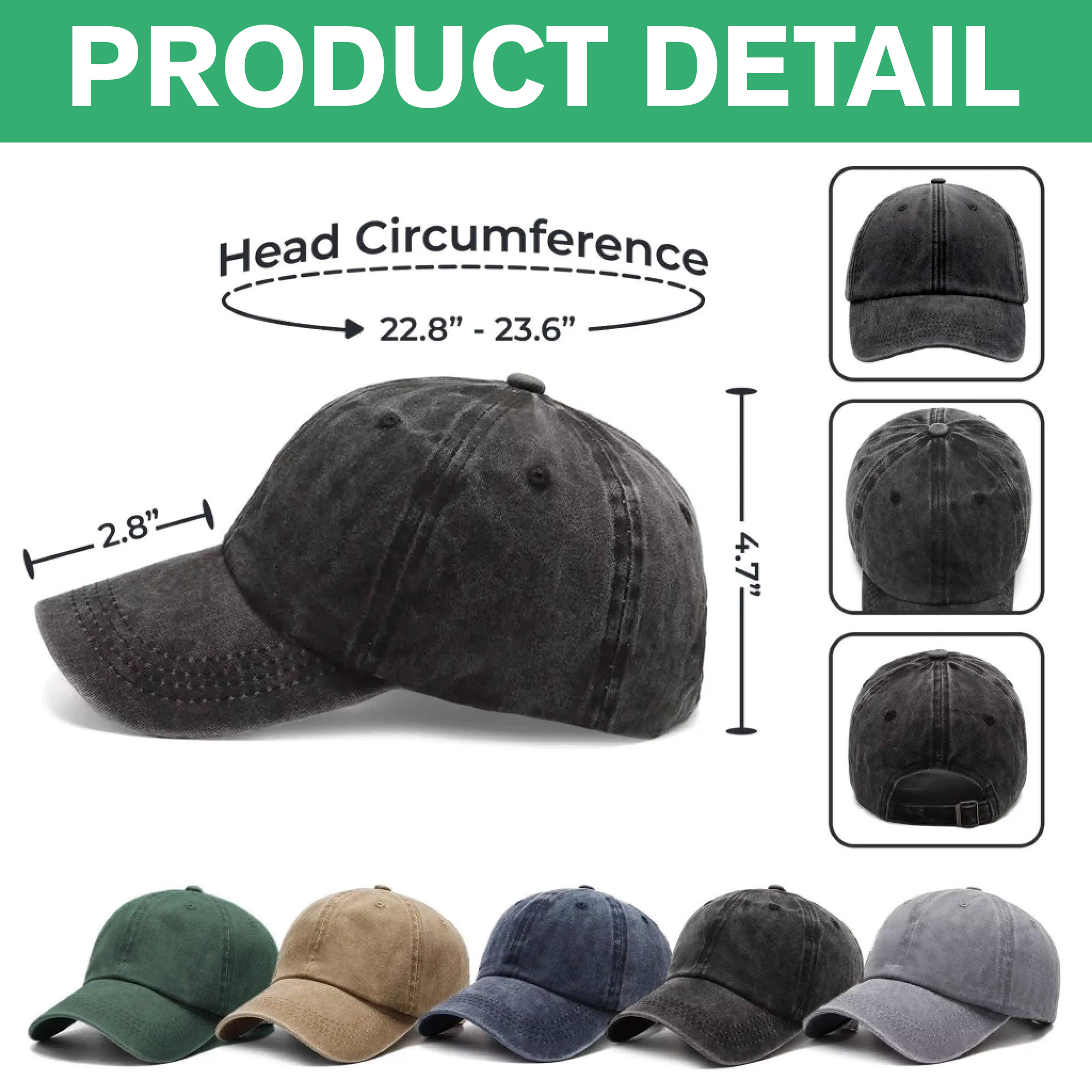 Custom Photo Dog Cat Dad Washed Denim Baseball Cap Ha75 4JKSN