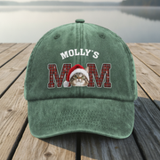 Custom Dog Cat Face Washed Denim Baseball Cap Christmas NYXRX