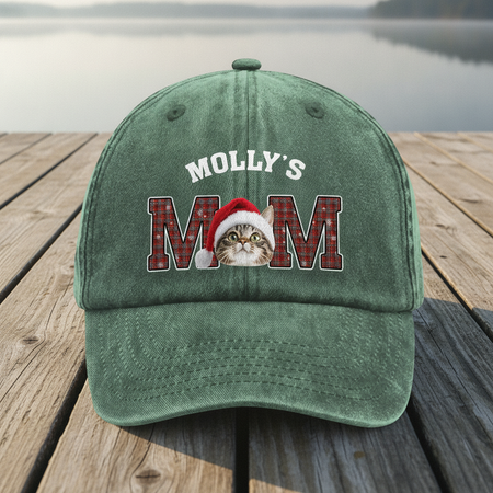 Custom Dog Cat Face Washed Denim Baseball Cap Christmas NYXRX