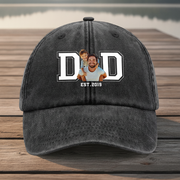Custom Photo Dad & Kid Washed Denim Baseball Cap Father'S Day, FJ7G5