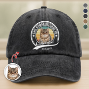 Custom Photo Human Belongs To Cat Washed Denim Baseball Cap Ha75 B2KAR