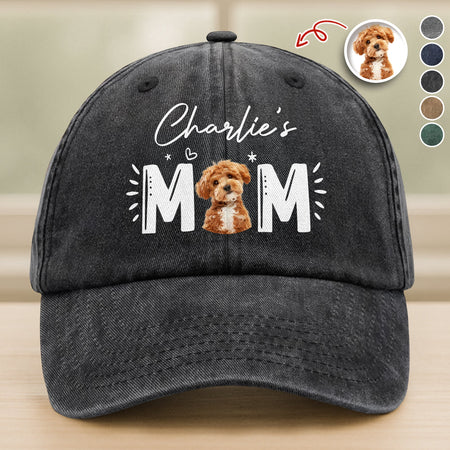 Custom Photo Dog Cat - Dog Mom Cat Mom Washed Denim Baseball Cap Ha75 R2MAH