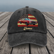 Custom Photo Vintage Retro Car Washed Denim Baseball Cap Ha75 M39W8