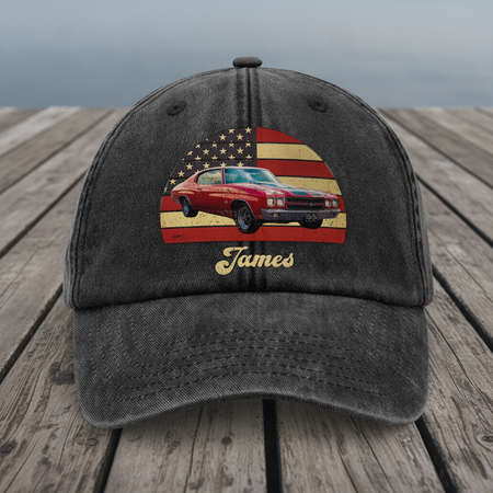 Custom Photo Vintage Retro Car Washed Denim Baseball Cap Ha75 M39W8