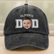 Custom Photo Kid Dad Washed Denim Baseball Cap Ha75 N2RRM