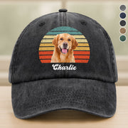 Custom Photo Dog Vintage Retro Washed Denim Baseball Cap Ha75 W35YZ