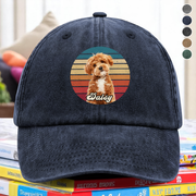 Custom Dog Cat Photo Retro Washed Denim Baseball Cap Personalized VDF83