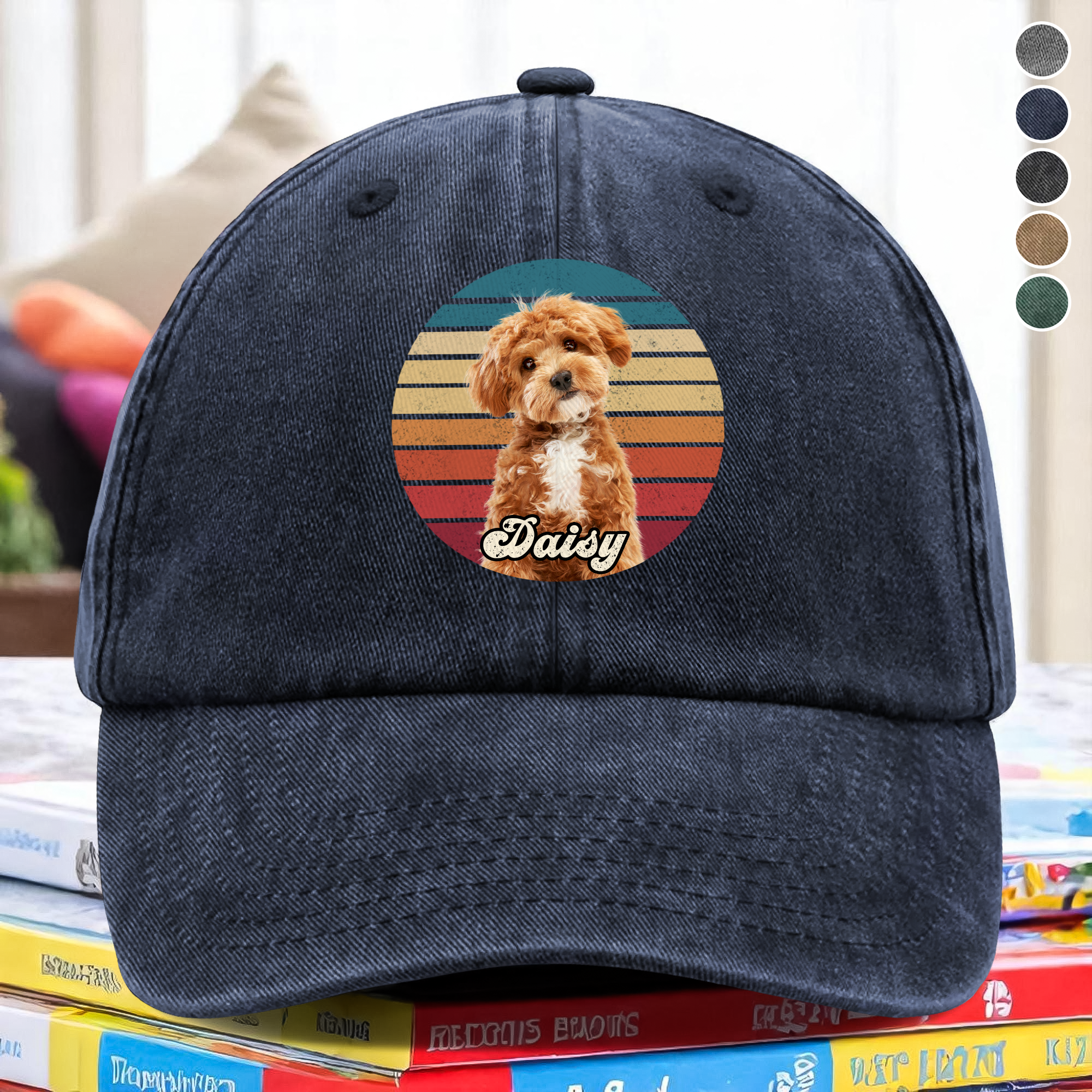 Custom Dog Cat Photo Retro Washed Denim Baseball Cap Personalized VDF83