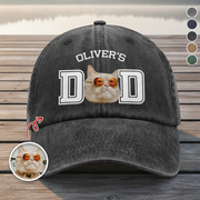 Custom Photo Cat Dad, Cat Mom Washed Denim Baseball Cap Ha75 HG3ZB