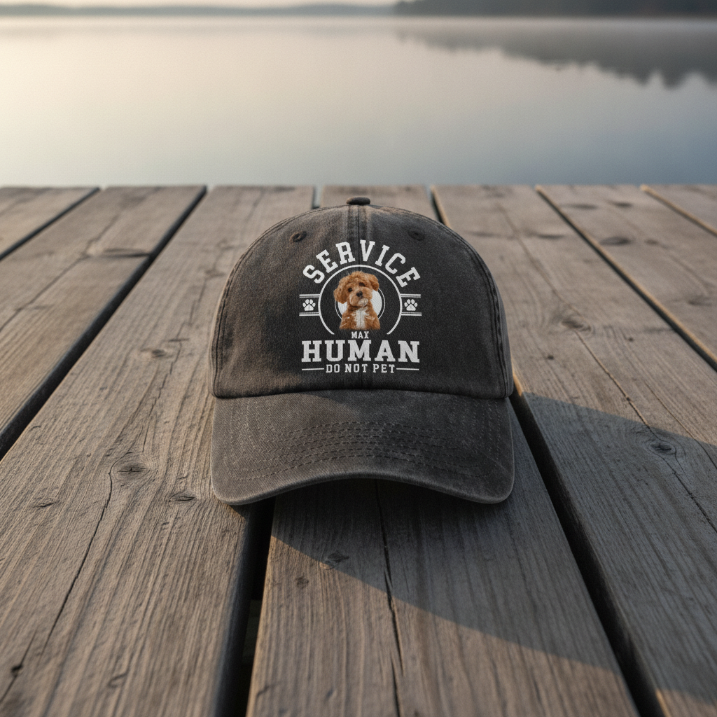 Custom Photo Service Human, Do Not Pet Washed Denim Baseball Cap Ha75 HRRFJ