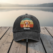 Custom Photo Dog Vintage Retro Washed Denim Baseball Cap Ha75 W35YZ