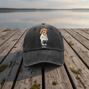 Custom Photo And Name Dog Washed Denim Baseball Cap For Dog Pet Lover Ha75 APVF7