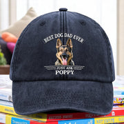 Custom Photo Best Dog Dad/Mom Ever Washed Denim Baseball Cap WTQTH