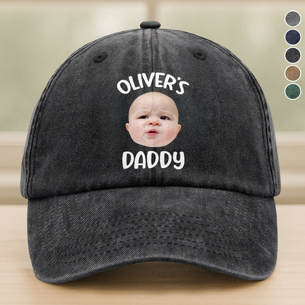 Custom Baby Face Photo Washed Denim Baseball Cap Ha75 5HTFF