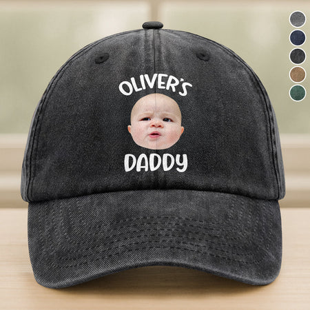 Custom Baby Face Photo Washed Denim Baseball Cap Ha75 5HTFF