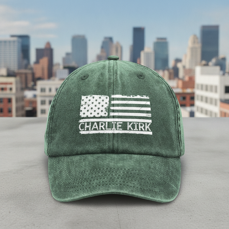 Charlie Kirk Memorial Washed Denim Baseball Cap Ha75 QU87F
