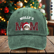 Custom Dog Cat Face Washed Denim Baseball Cap Christmas NYXRX