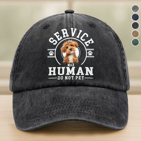 Custom Photo Service Human, Do Not Pet Washed Denim Baseball Cap Ha75 HRRFJ
