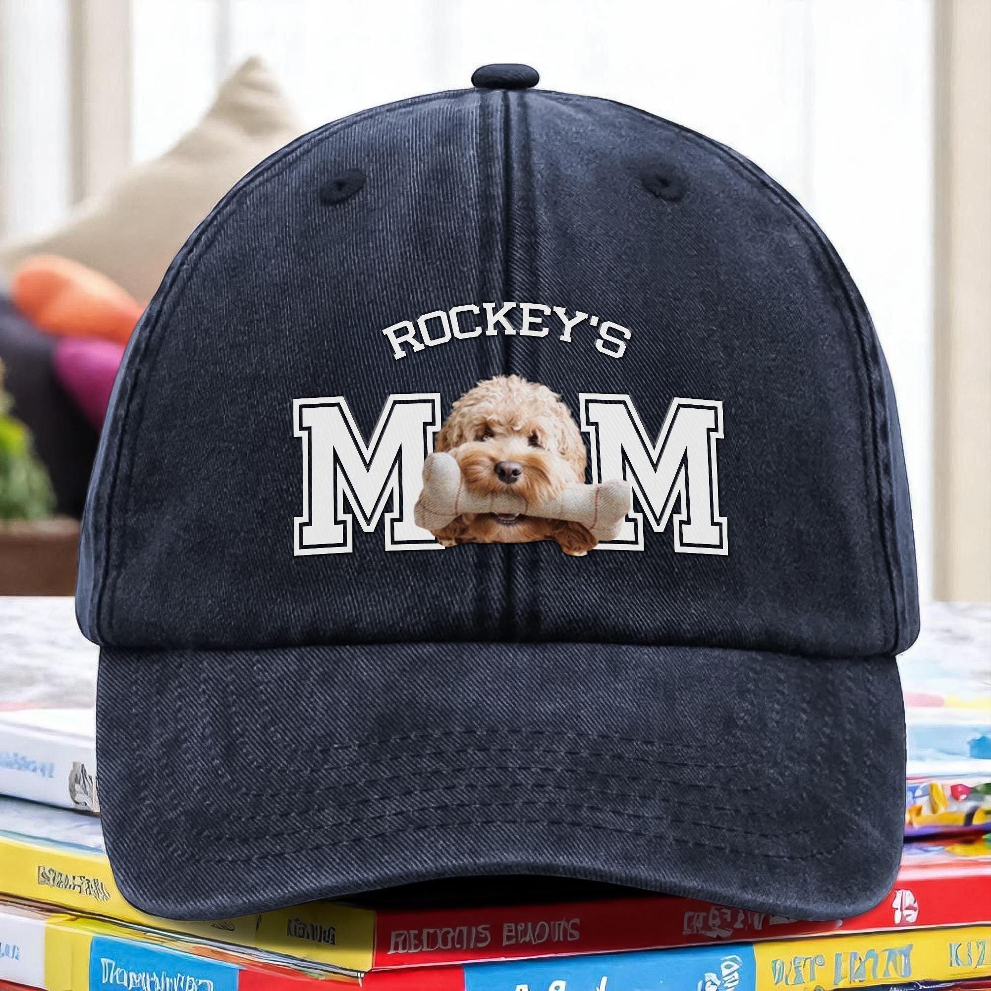 Custom Photo Dog Cat Dad Washed Denim Baseball Cap Ha75 4JKSN