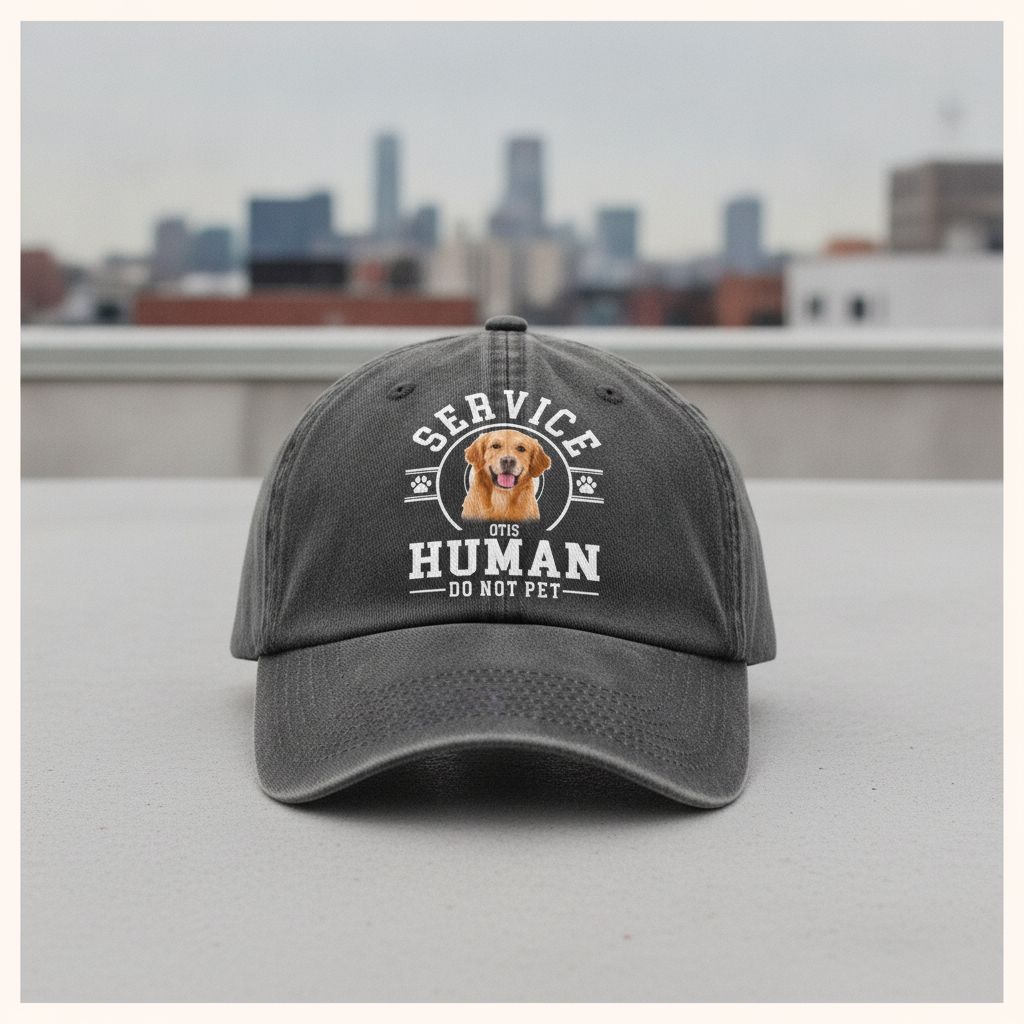 Custom Photo Service Human, Do Not Pet Washed Denim Baseball Cap Ha75 HRRFJ