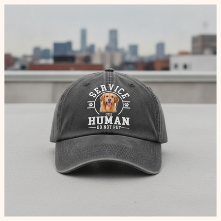 Custom Photo Service Human, Do Not Pet Washed Denim Baseball Cap Ha75 HRRFJ