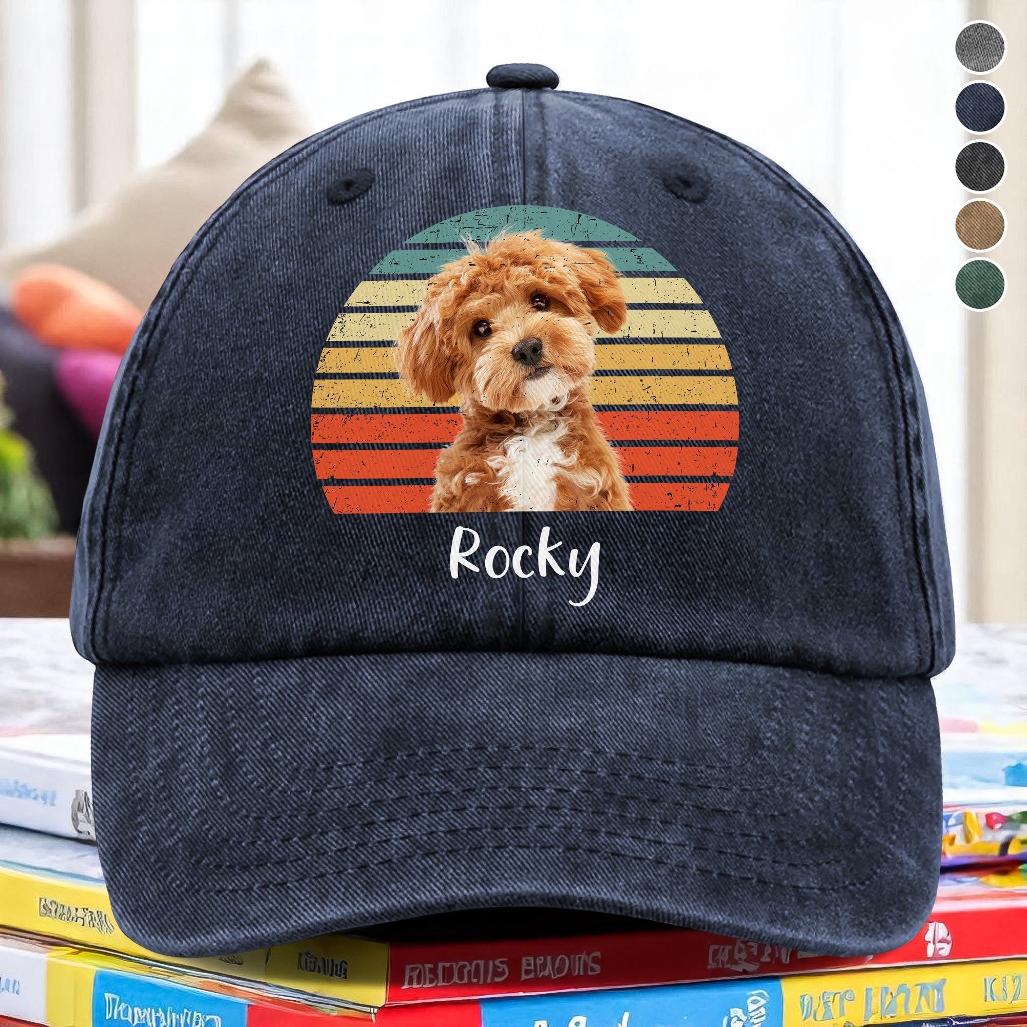 Custom Photo Dog Vintage Retro Washed Denim Baseball Cap Ha75 W35YZ