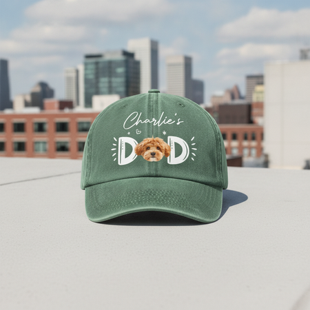Custom Photo Dog Cat - Dog Mom Cat Mom Washed Denim Baseball Cap Ha75 R2MAH