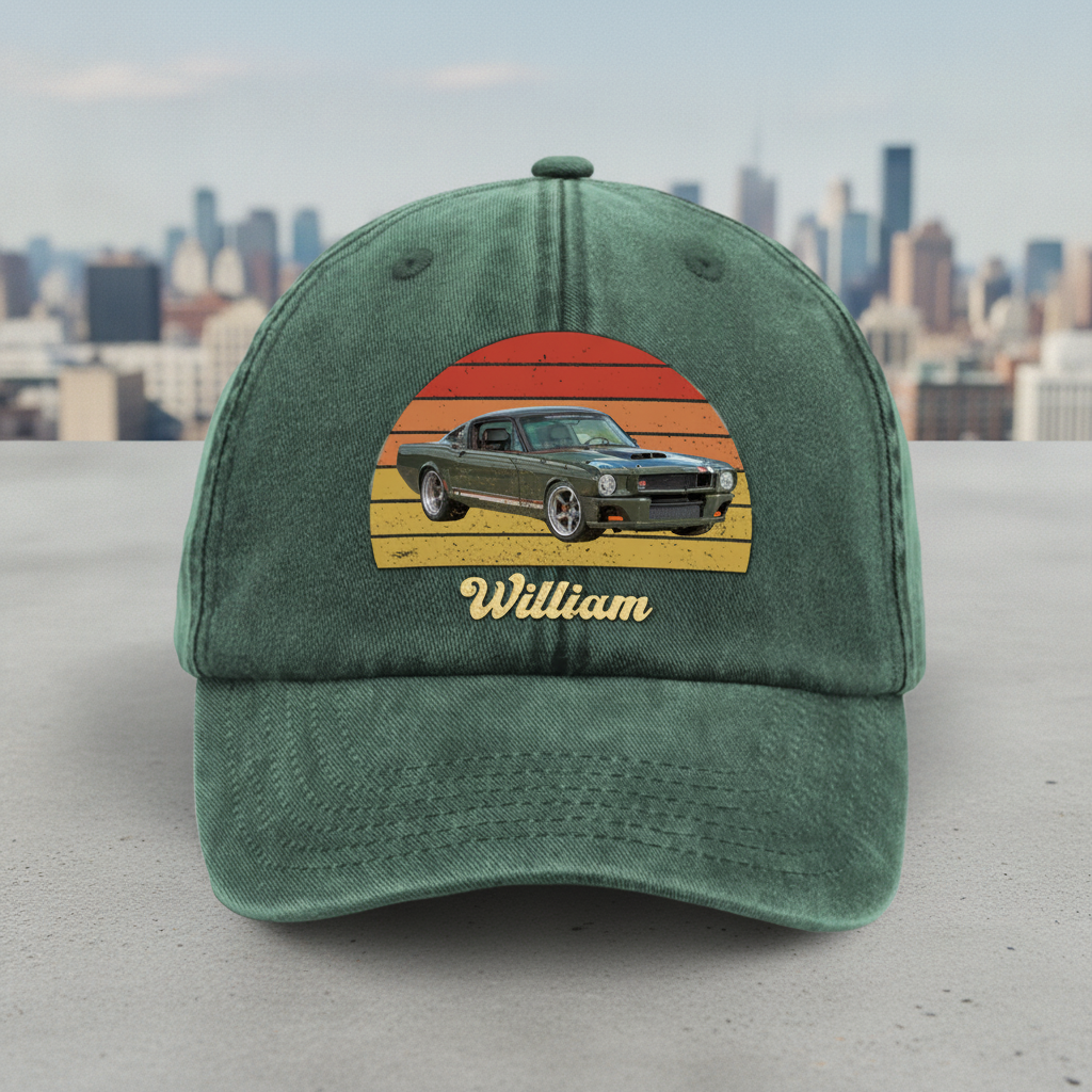 Custom Photo Vintage Retro Car Washed Denim Baseball Cap Ha75 M39W8
