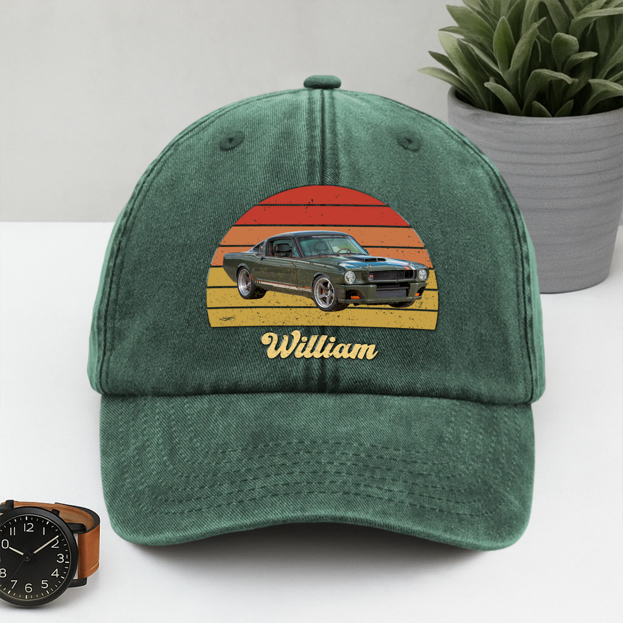 Custom Photo Vintage Retro Car Washed Denim Baseball Cap Ha75 M39W8