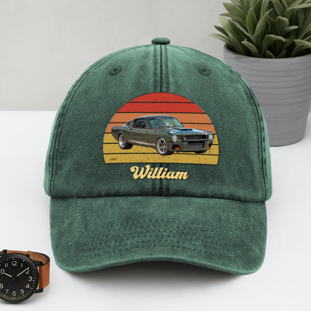Custom Photo Vintage Retro Car Washed Denim Baseball Cap Ha75 M39W8