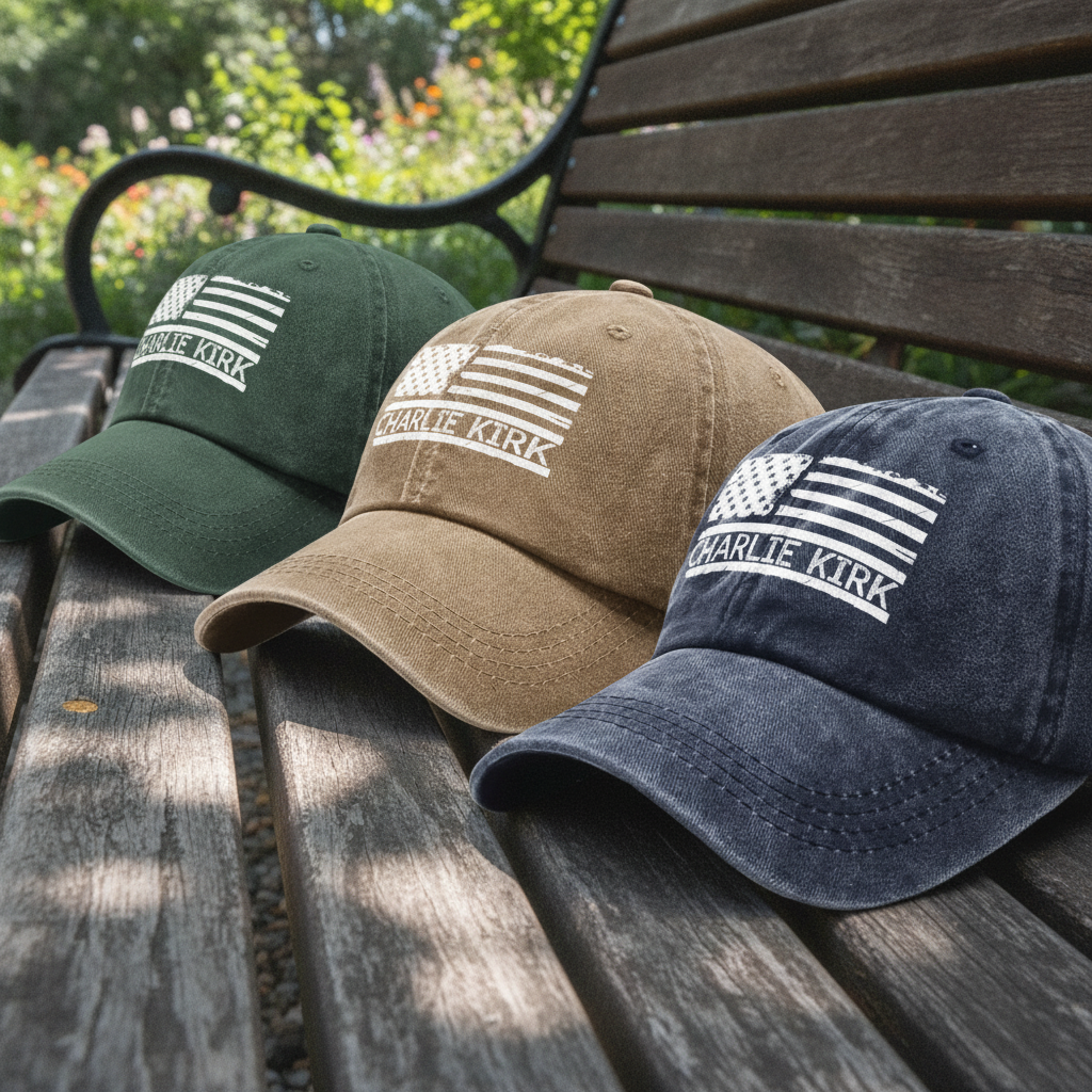 Charlie Kirk Memorial Washed Denim Baseball Cap Ha75 QU87F