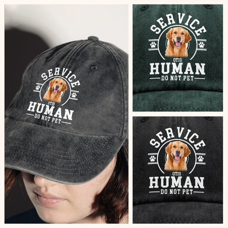 Custom Photo Service Human, Do Not Pet Washed Denim Baseball Cap Ha75 HRRFJ