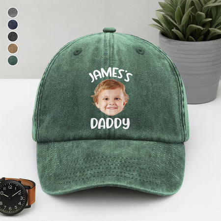 Custom Baby Face Photo Washed Denim Baseball Cap Ha75 5HTFF